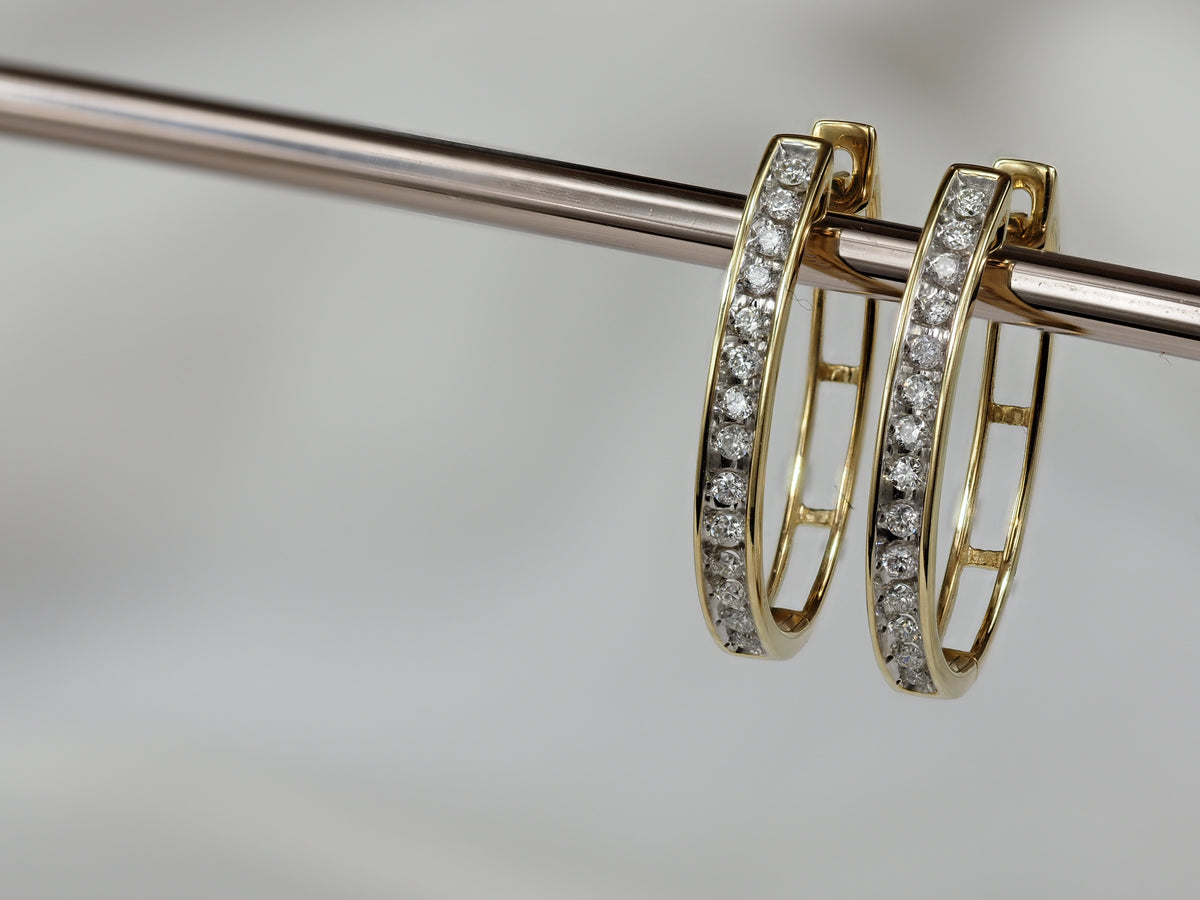 9ct Yellow Gold Diamond Huggie Earrings, 0.25ct Total