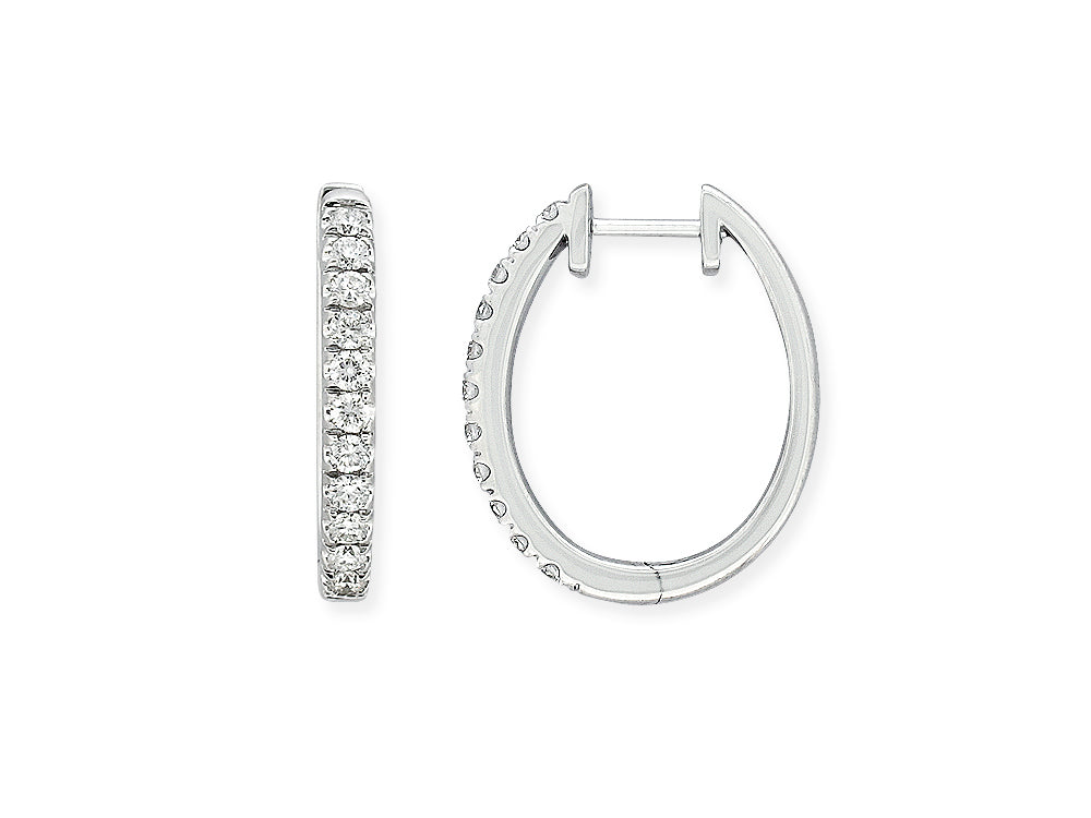 9ct White Gold 0.50Ct Diamond Oval Huggie Earrings