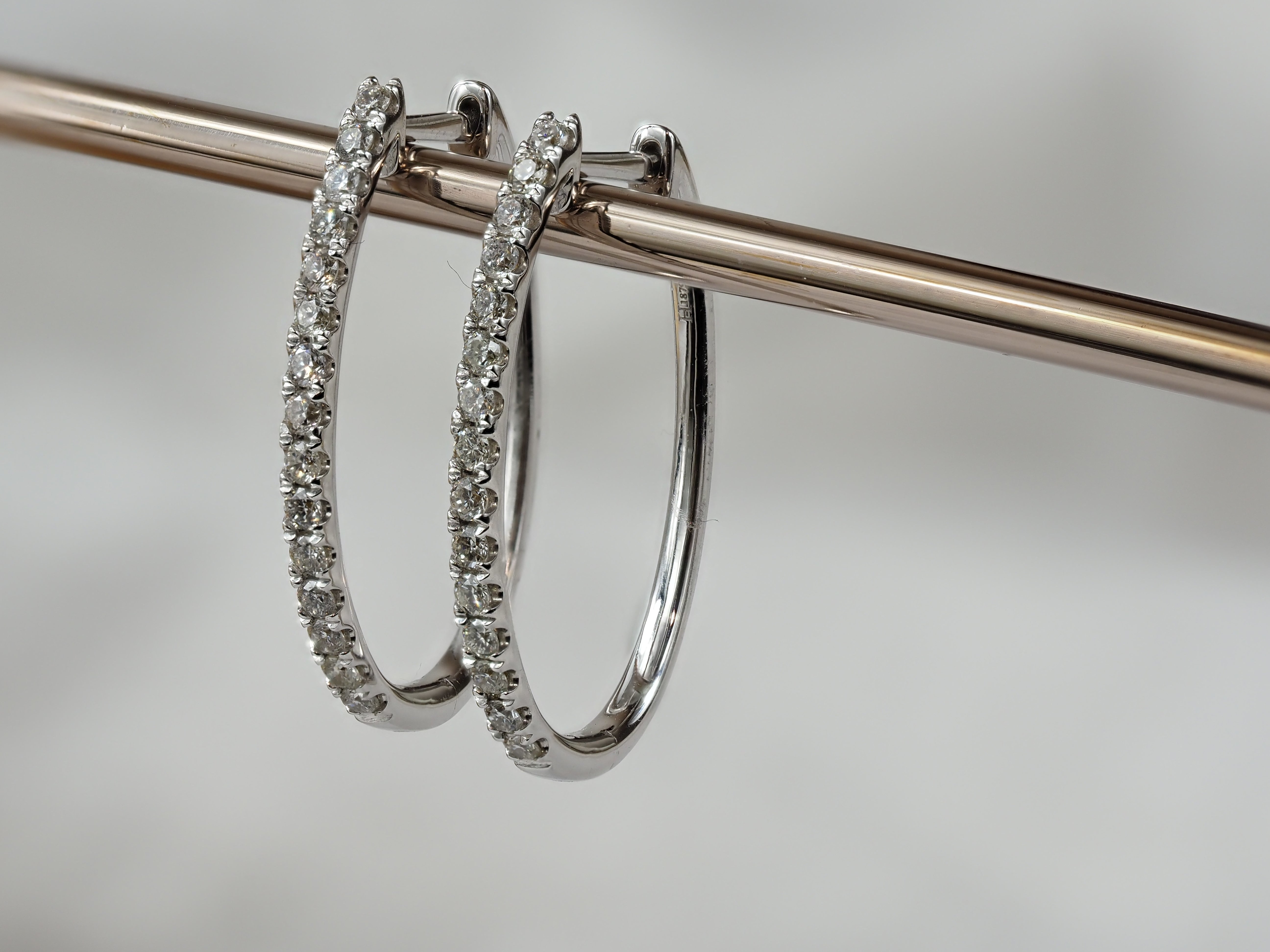 9ct White Gold Diamond Huggie Earrings, 0.50ct Total
