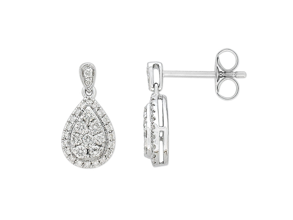 9ct White Gold Diamond Studs Earrings, 0.50ct total