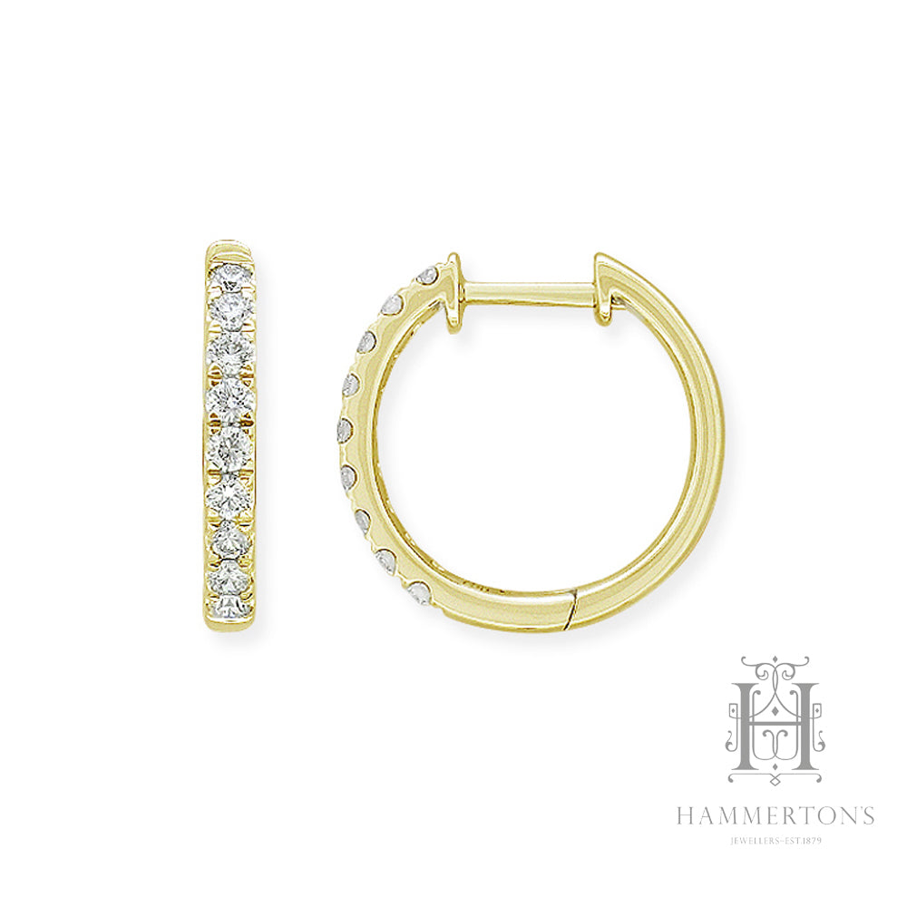 9ct Yellow Gold 0.34ct Diamond huggies