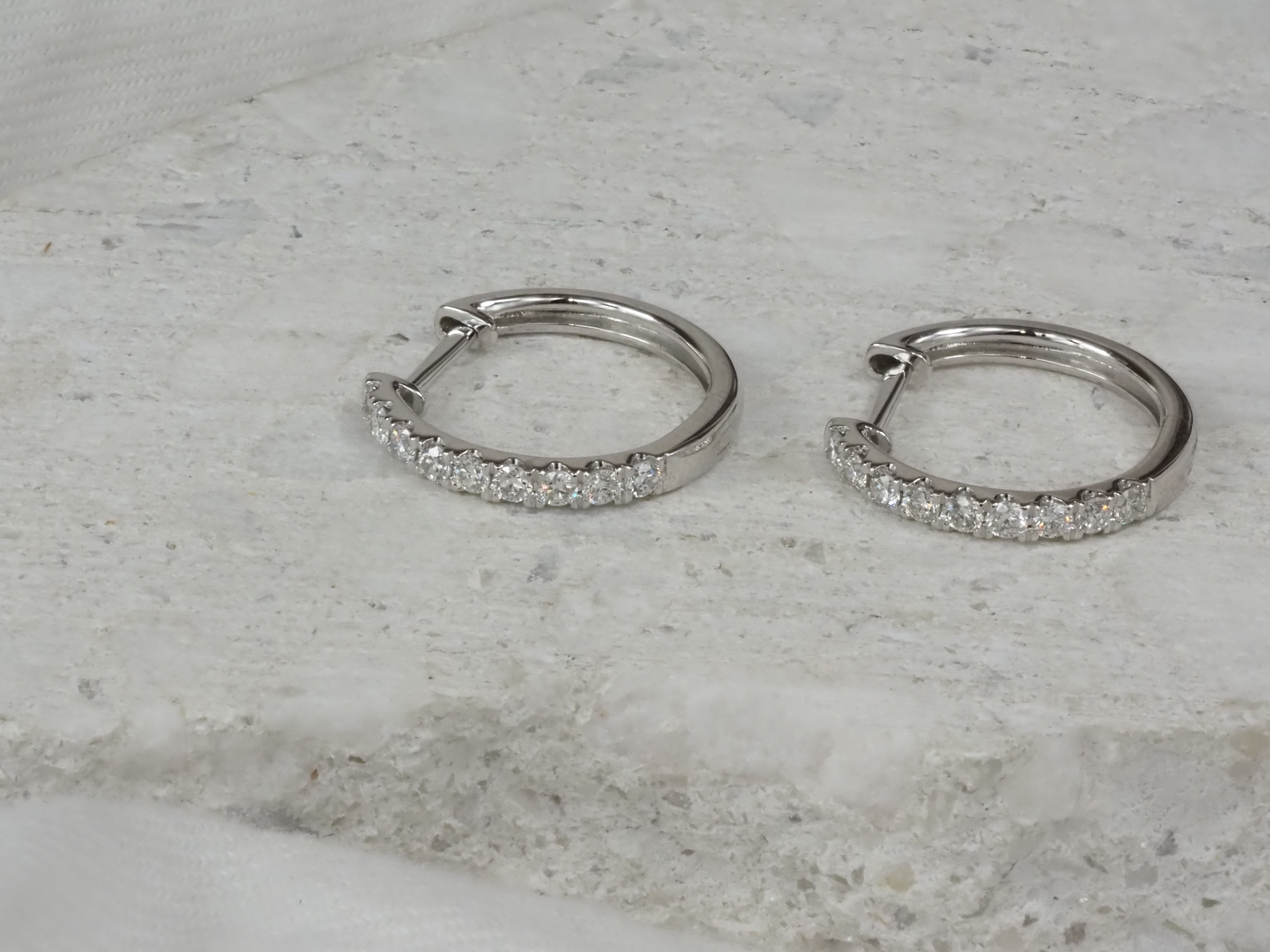 9ct White Gold 0.34Ct Diamond Huggie Earrings