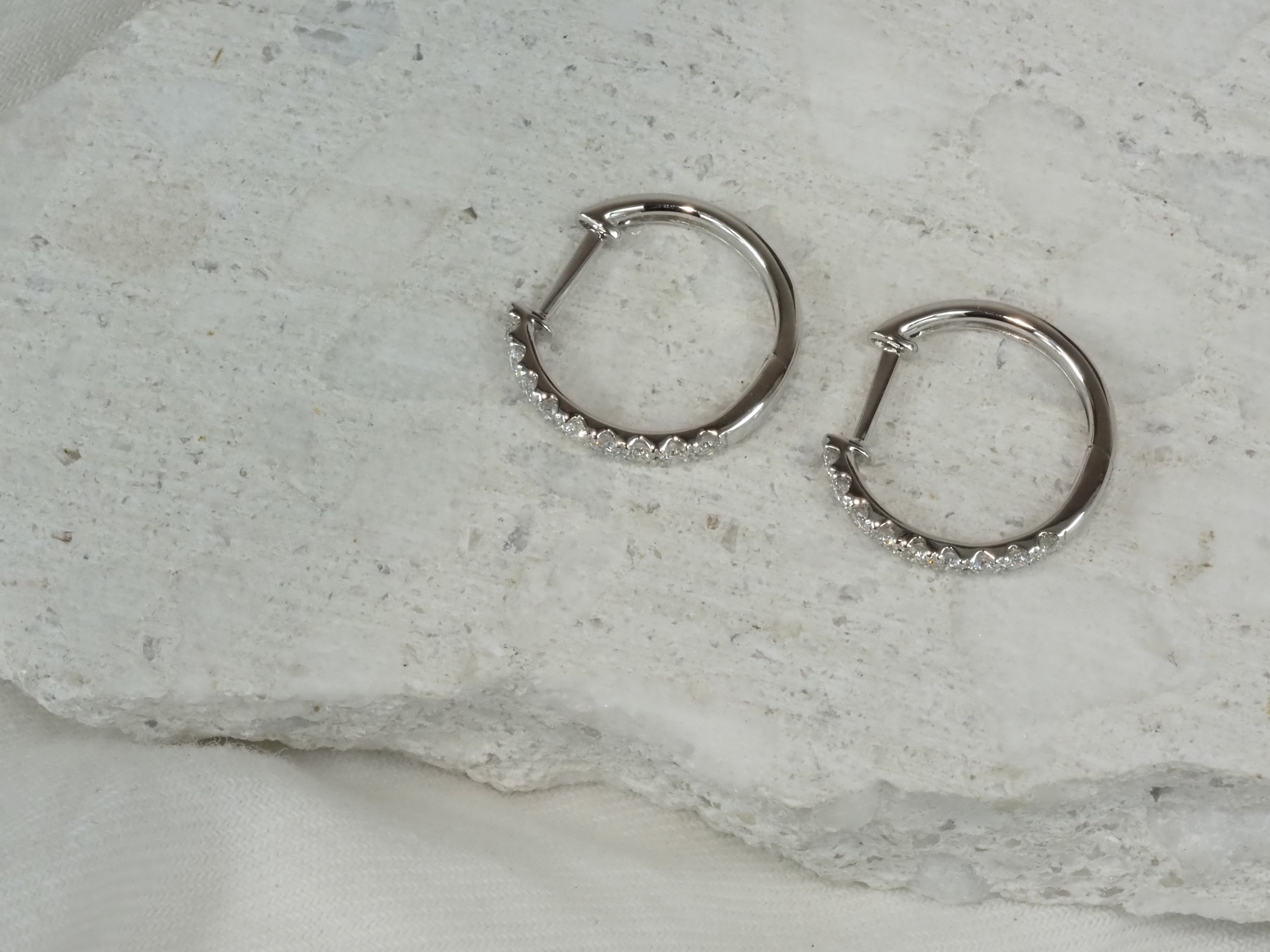 9ct White Gold 0.34Ct Diamond Huggie Earrings