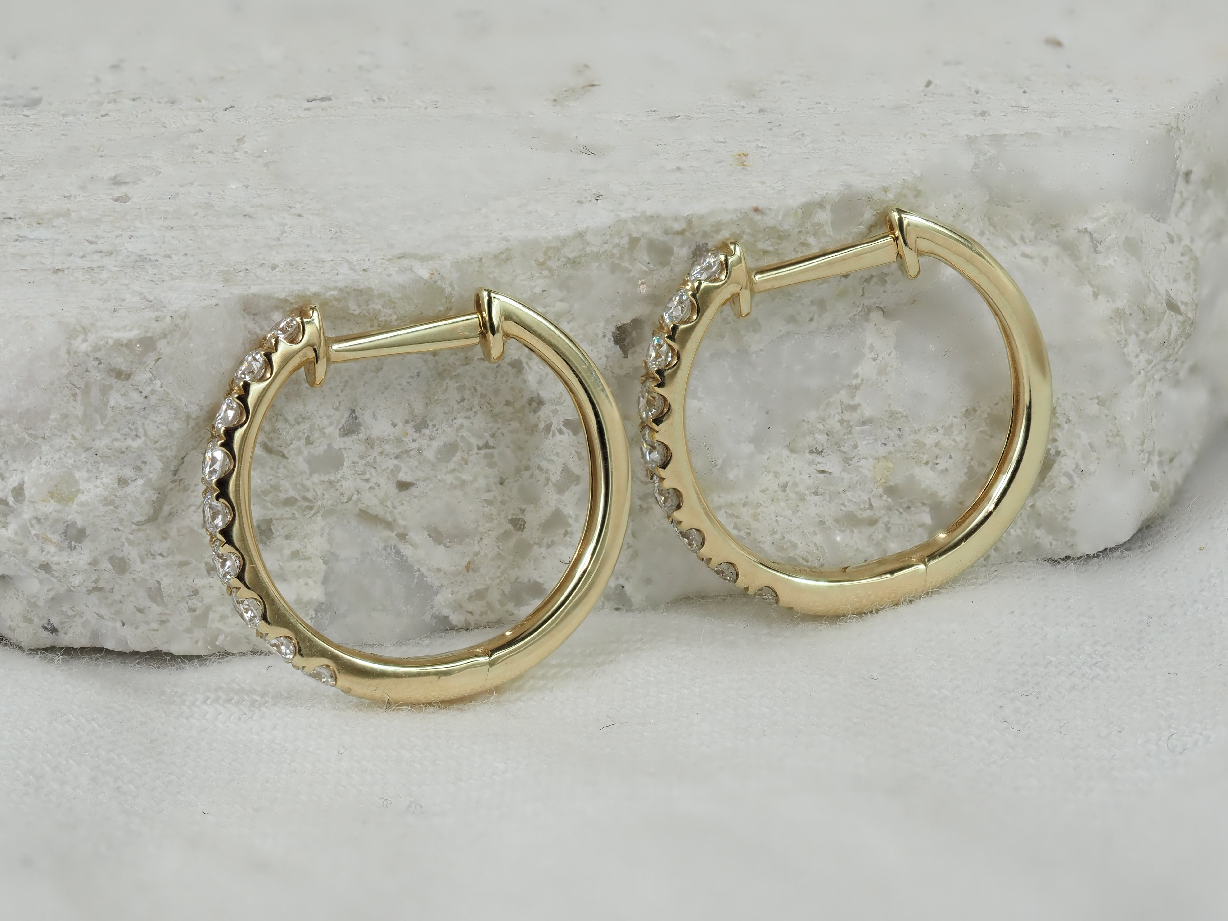 9ct Yellow Gold Diamond Huggie Earrings, 0.34ct Total
