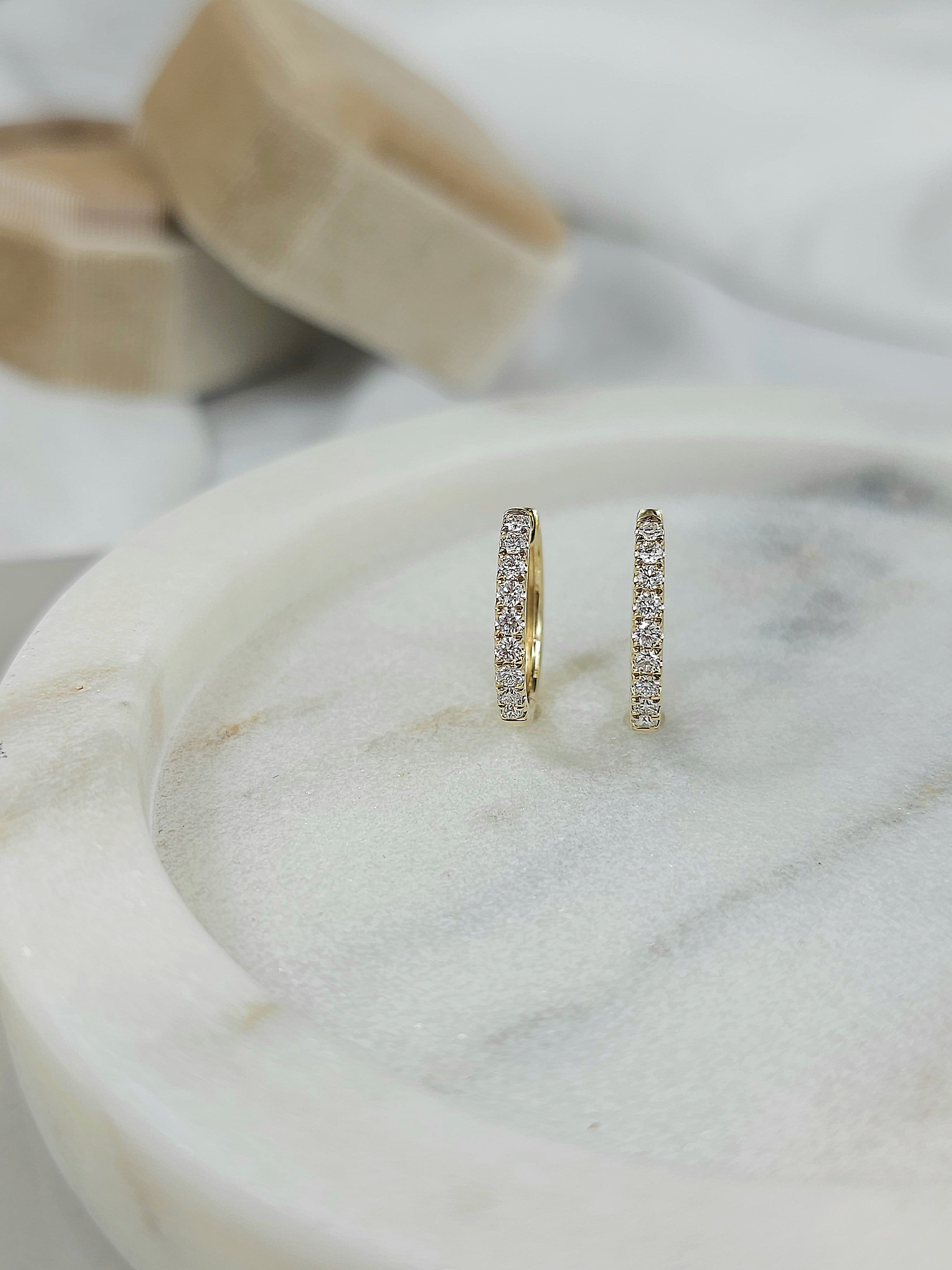 9ct Yellow Gold Lab-Grown Diamond huggie earrings, 0.34ct total