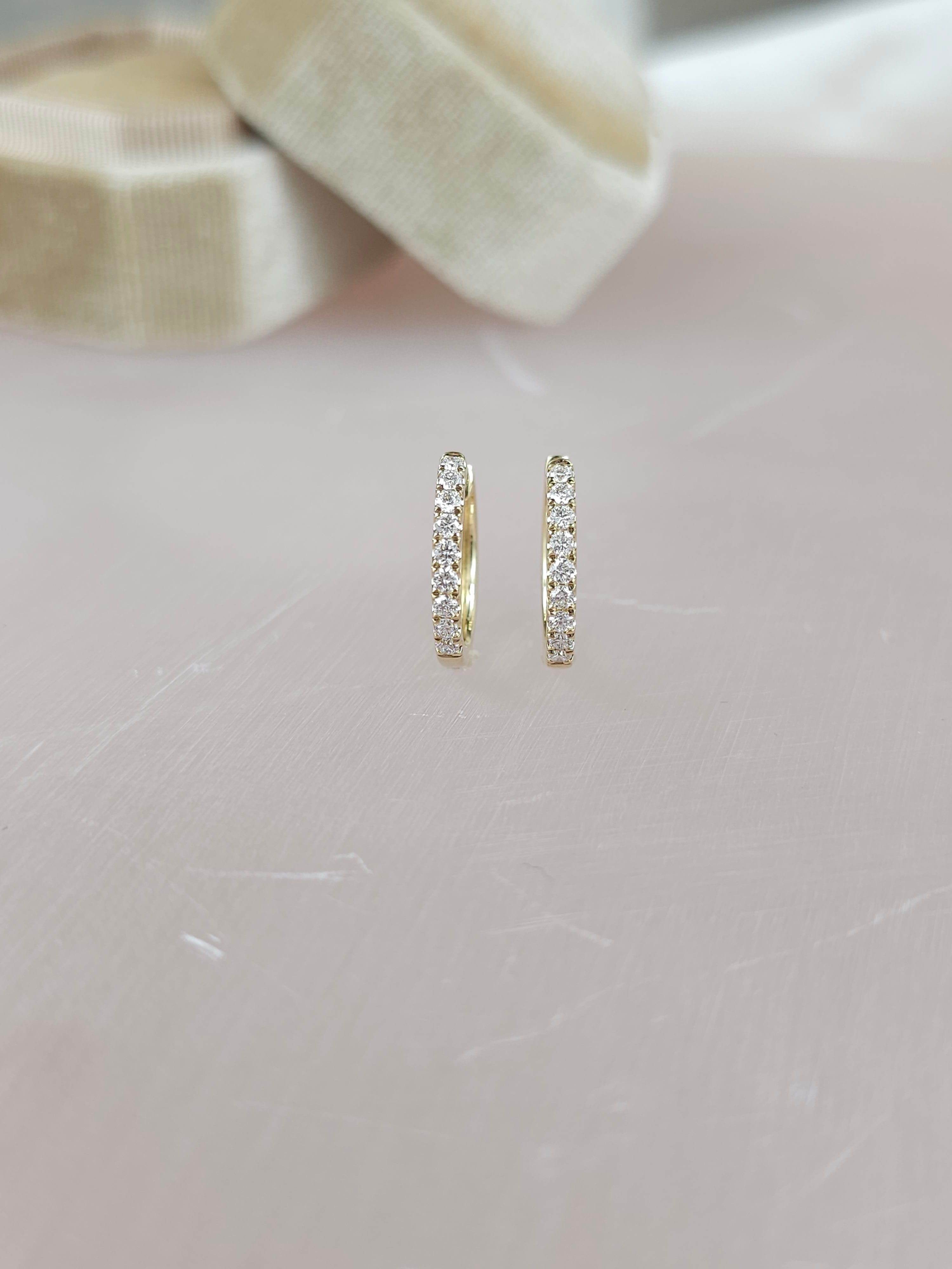9ct Yellow Gold Lab-Grown Diamond huggie earrings, 0.34ct total