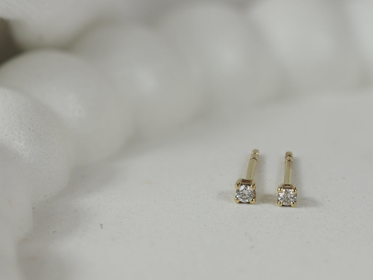9ct Yellow Gold Diamond Stud Earrings, 0.05ct Total