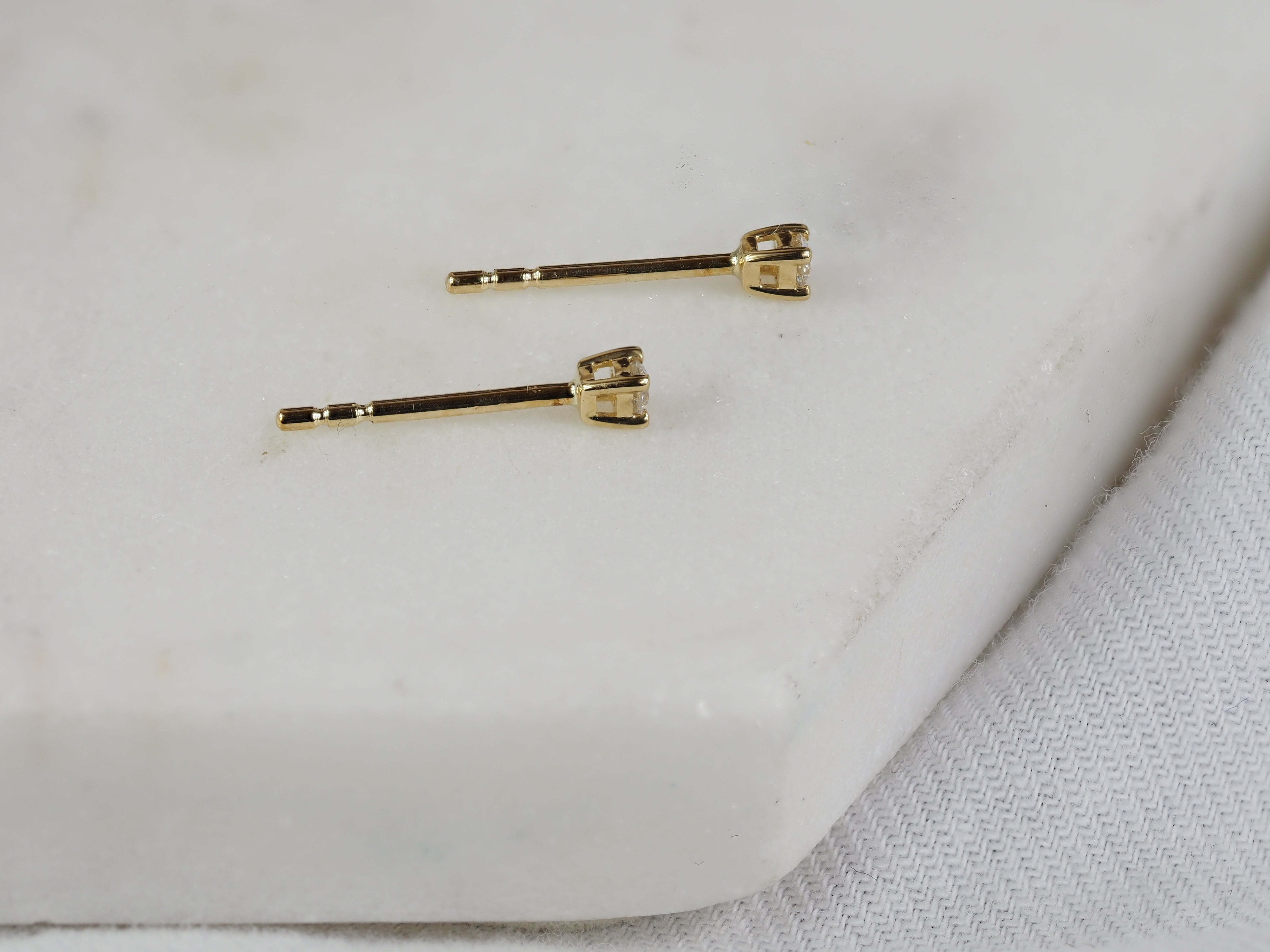 9ct Yellow Gold Diamond Stud Earrings, 0.08ct Total