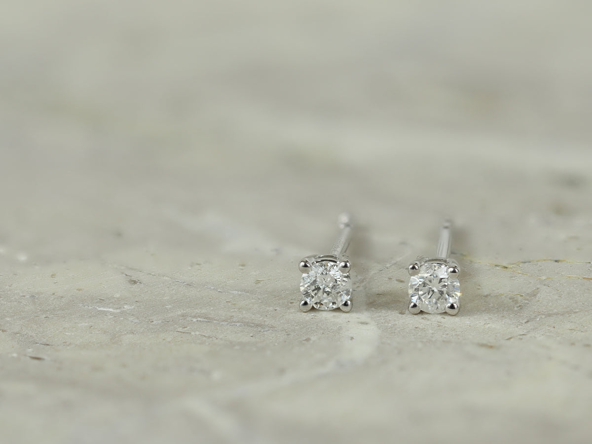 9ct White Gold Diamond Stud Earrings, 0.15ct Total
