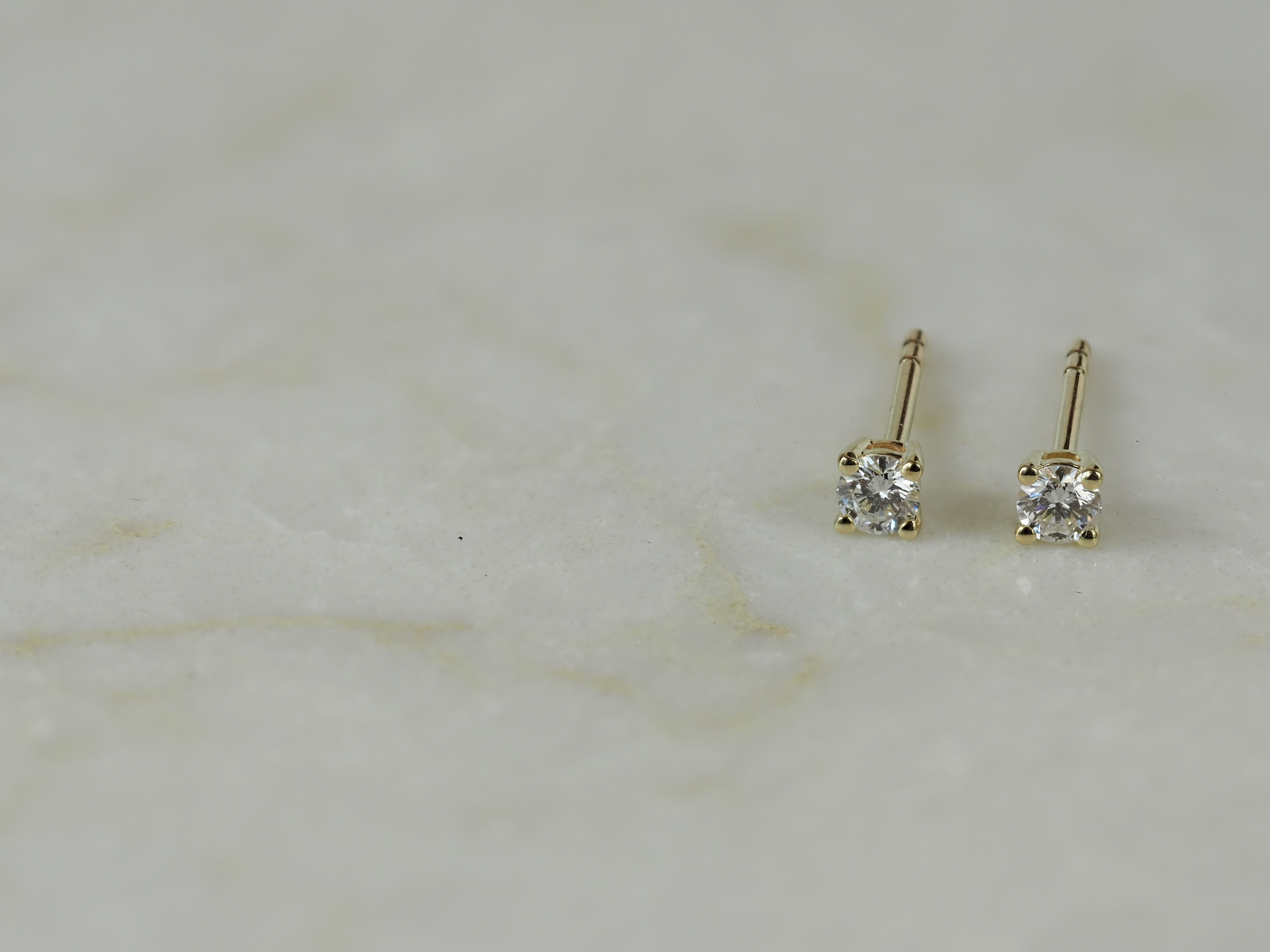 9ct Yellow Gold Diamond Stud Earrings, 0.15ct Total