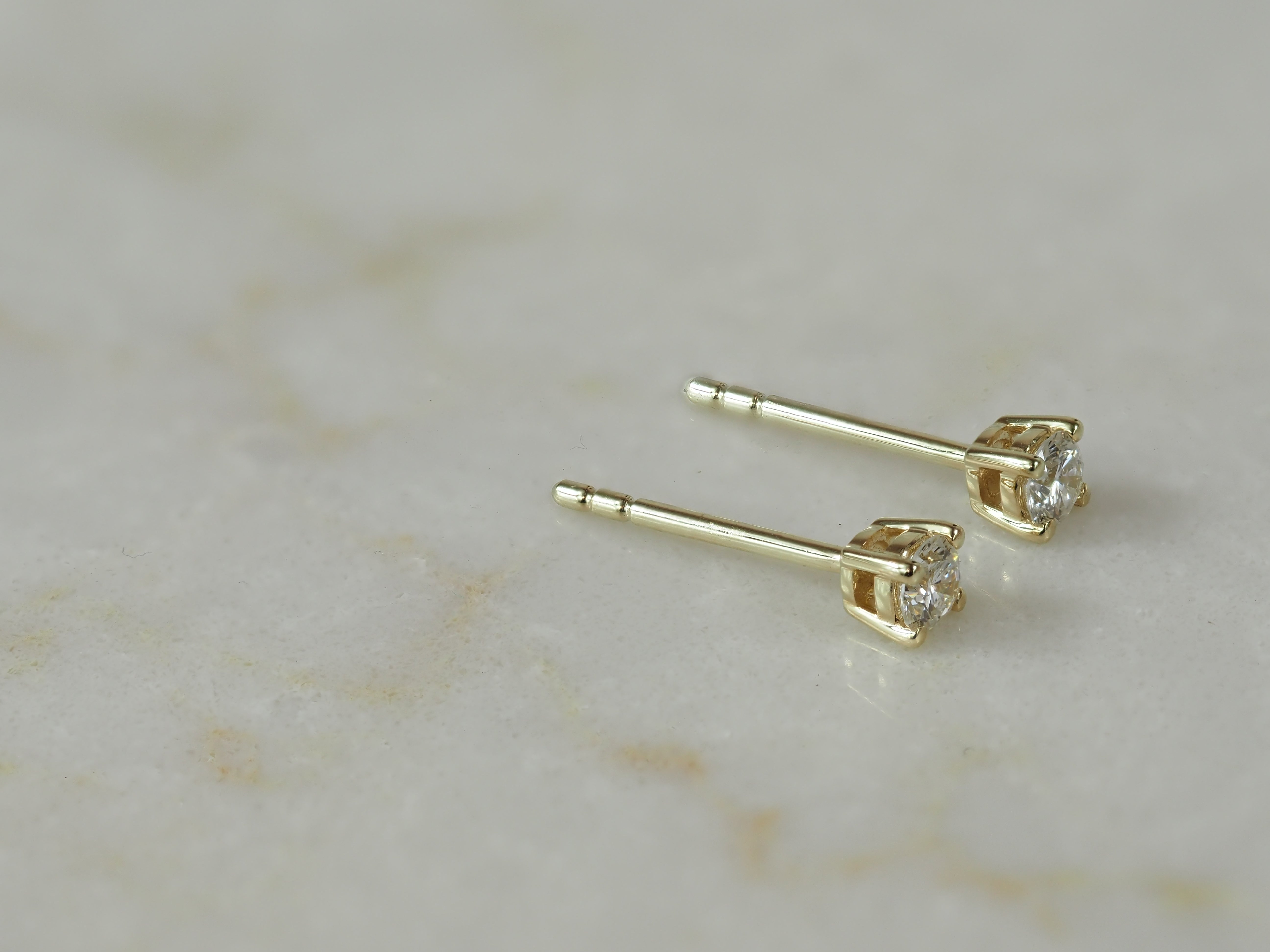 9ct Yellow Gold Diamond Stud Earrings, 0.22ct Total