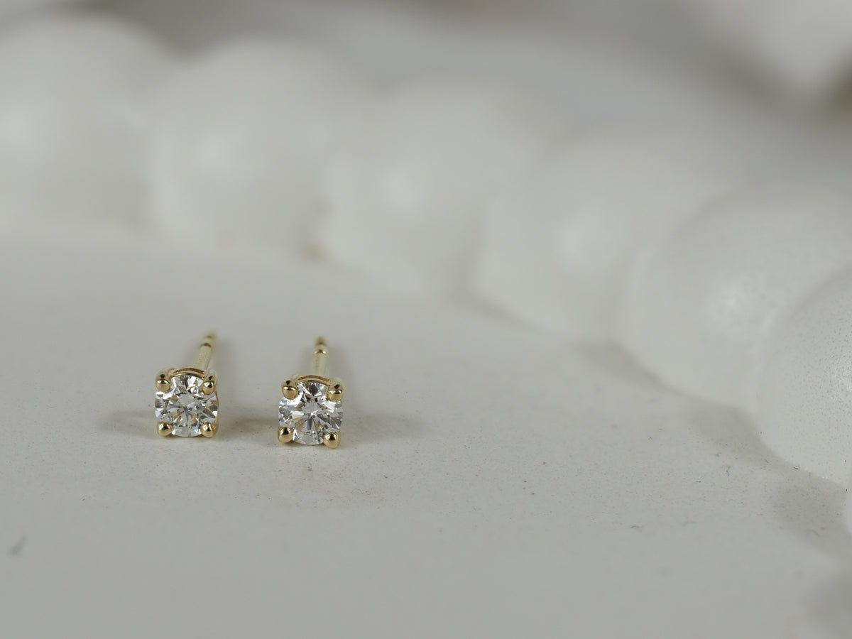9ct Yellow Gold Diamond Stud Earrings, 0.30ct total
