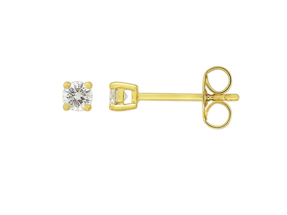 9ct Yellow Gold Diamond Stud Earrings, 0.30ct total