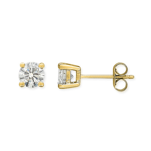 9ct Yellow Gold Diamond stud earrings, 0.50ct total