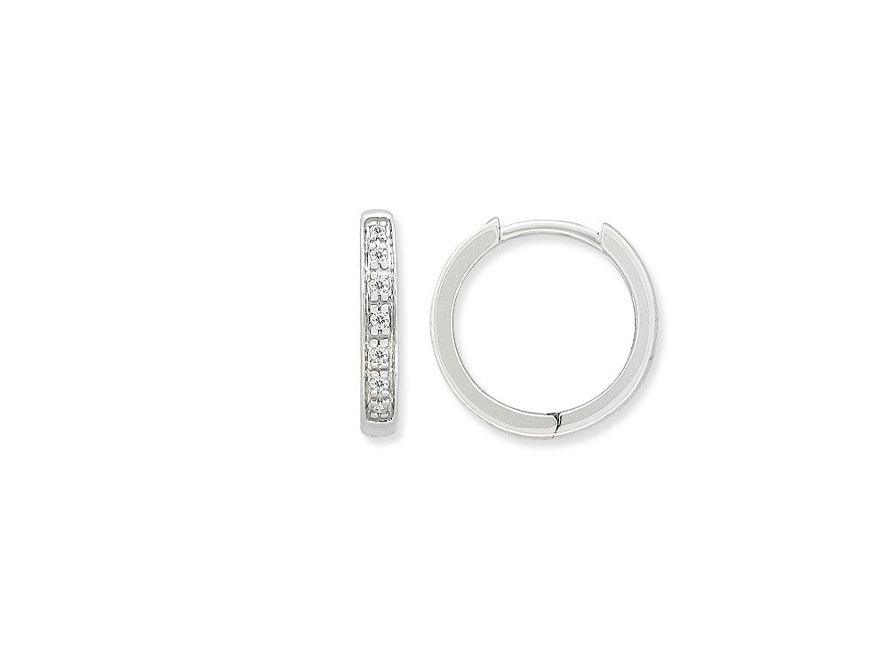 9ct White Gold 0.05Ct Diamond Huggie Earrings