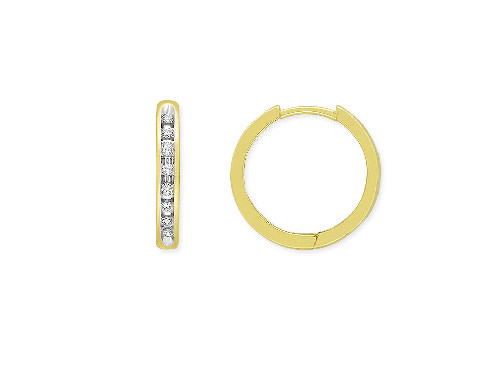 9ct Yellow and White gold 0.11ct Diamond huggies