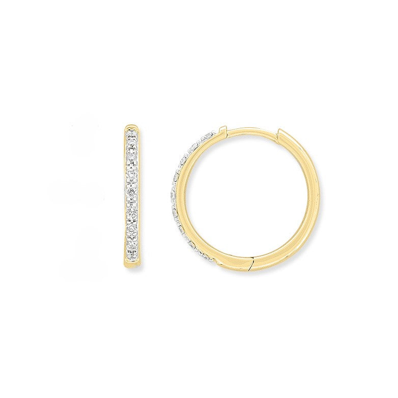9ct Yellow Gold Lab-Grown Diamond huggie earrings, 0.16ct total