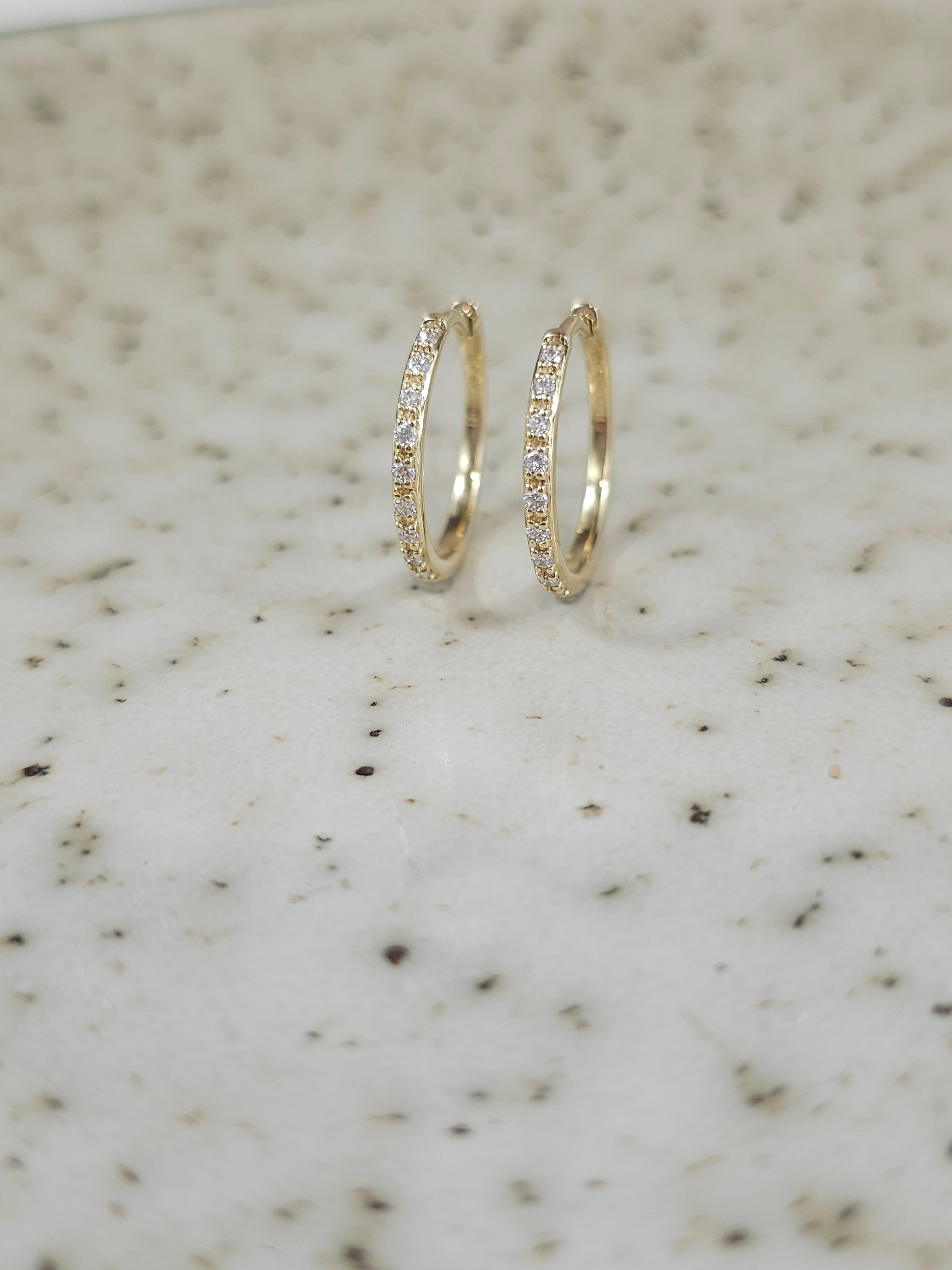9ct Yellow Gold Lab-Grown Diamond huggie earrings, 0.16ct total