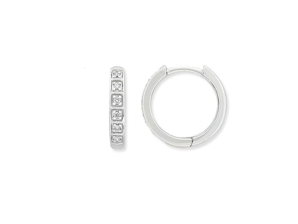 9ct White Gold Diamond Huggie Earrings, total 0.05ct