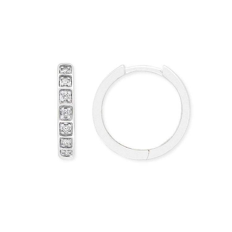 9ct White Gold 0.10ct Diamond Huggie Earring