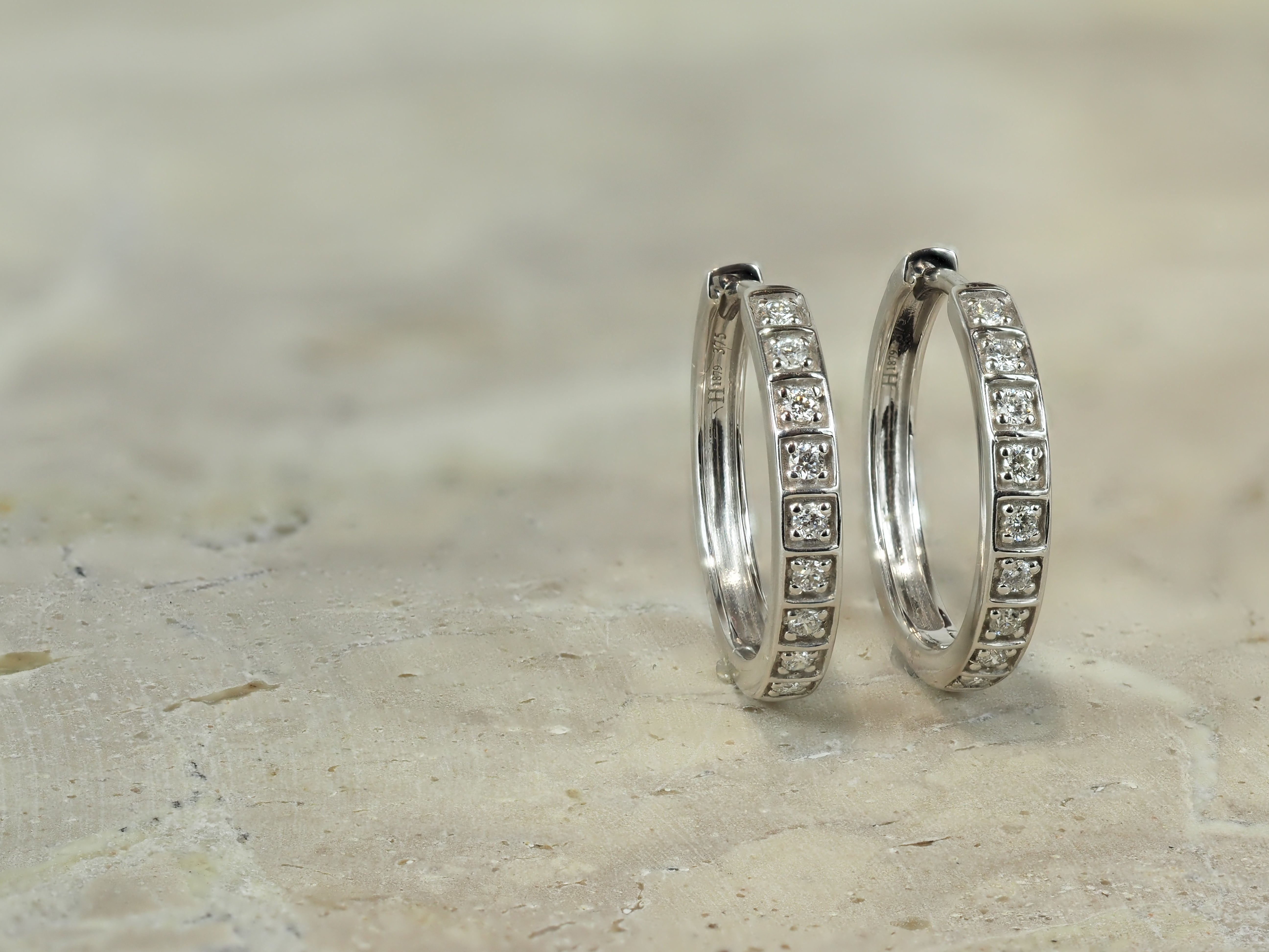 9ct White Gold 0.15Ct Diamond Huggie Earrings