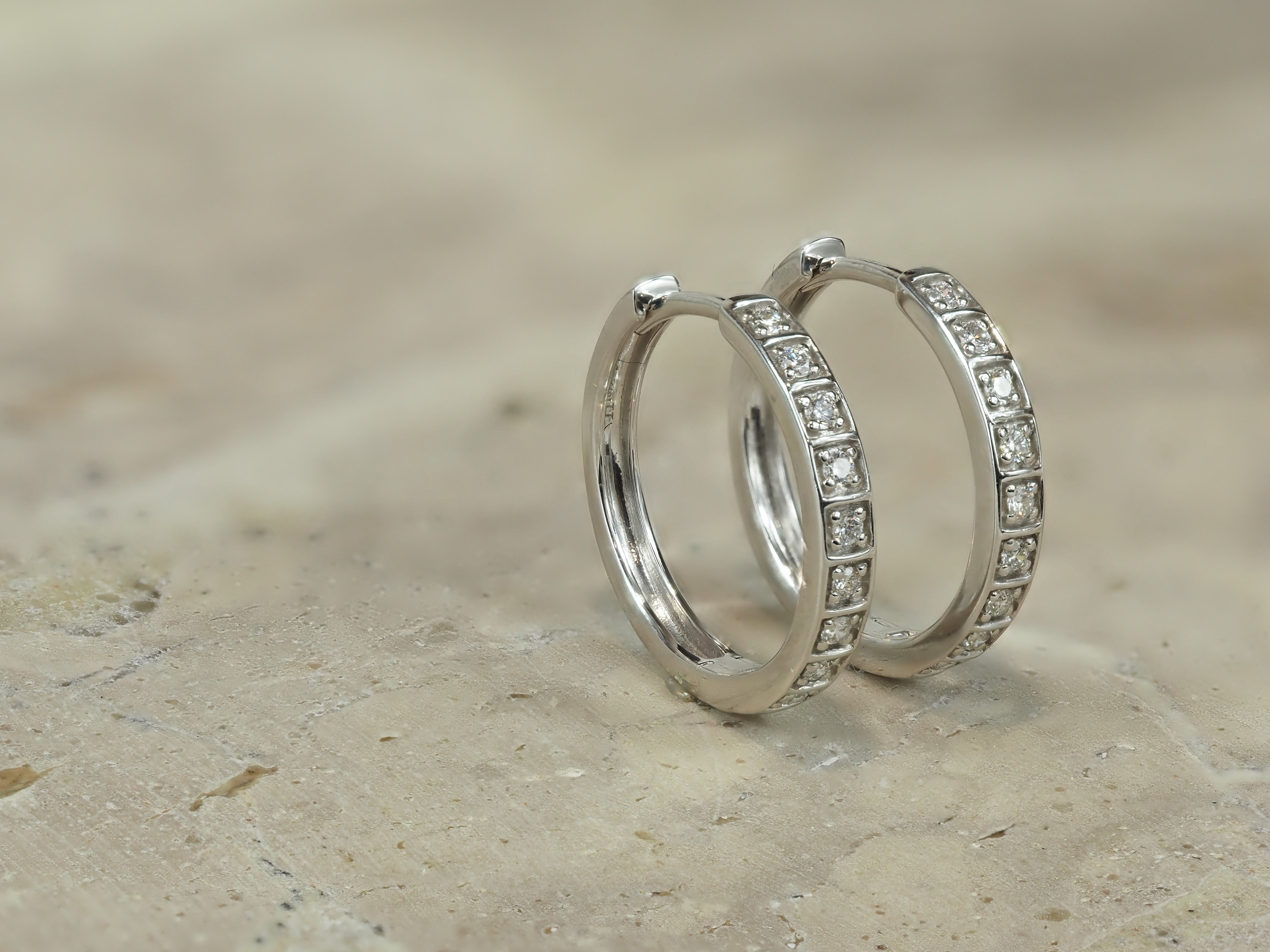 9ct White Gold 0.15Ct Diamond Huggie Earrings