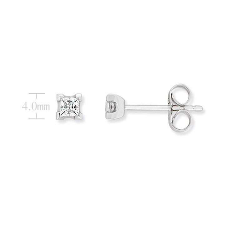 9ct White Gold 0.22ct Princess cut Diamond studs