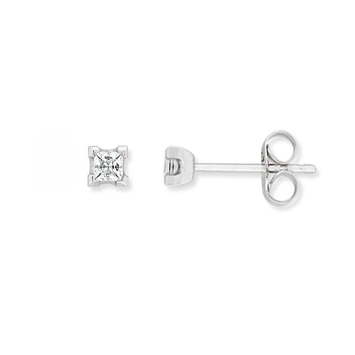 9ct White Gold 0.22ct Princess cut Diamond studs