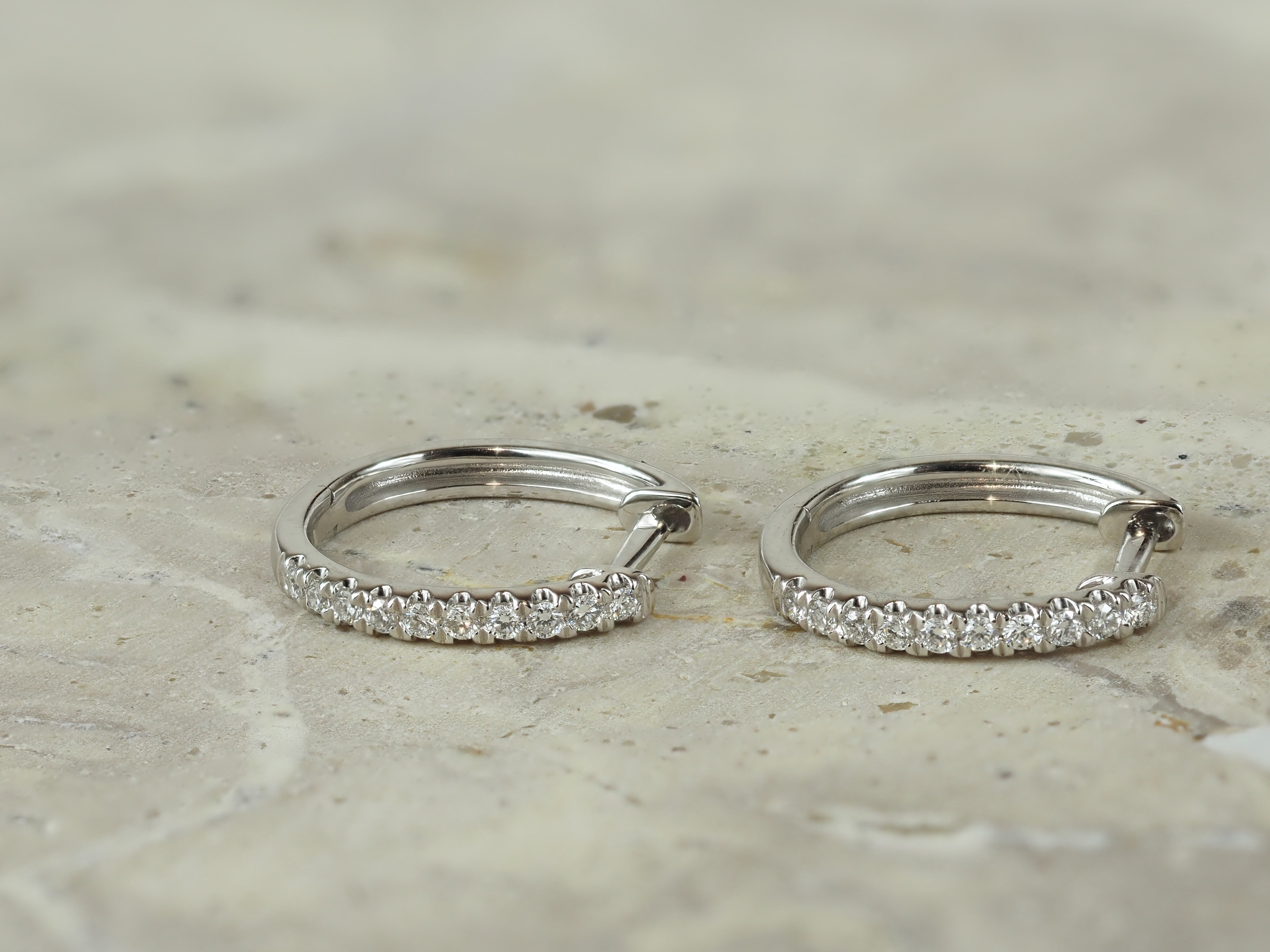 18ct White Gold Diamond Huggie Earrings, 0.16ct Total