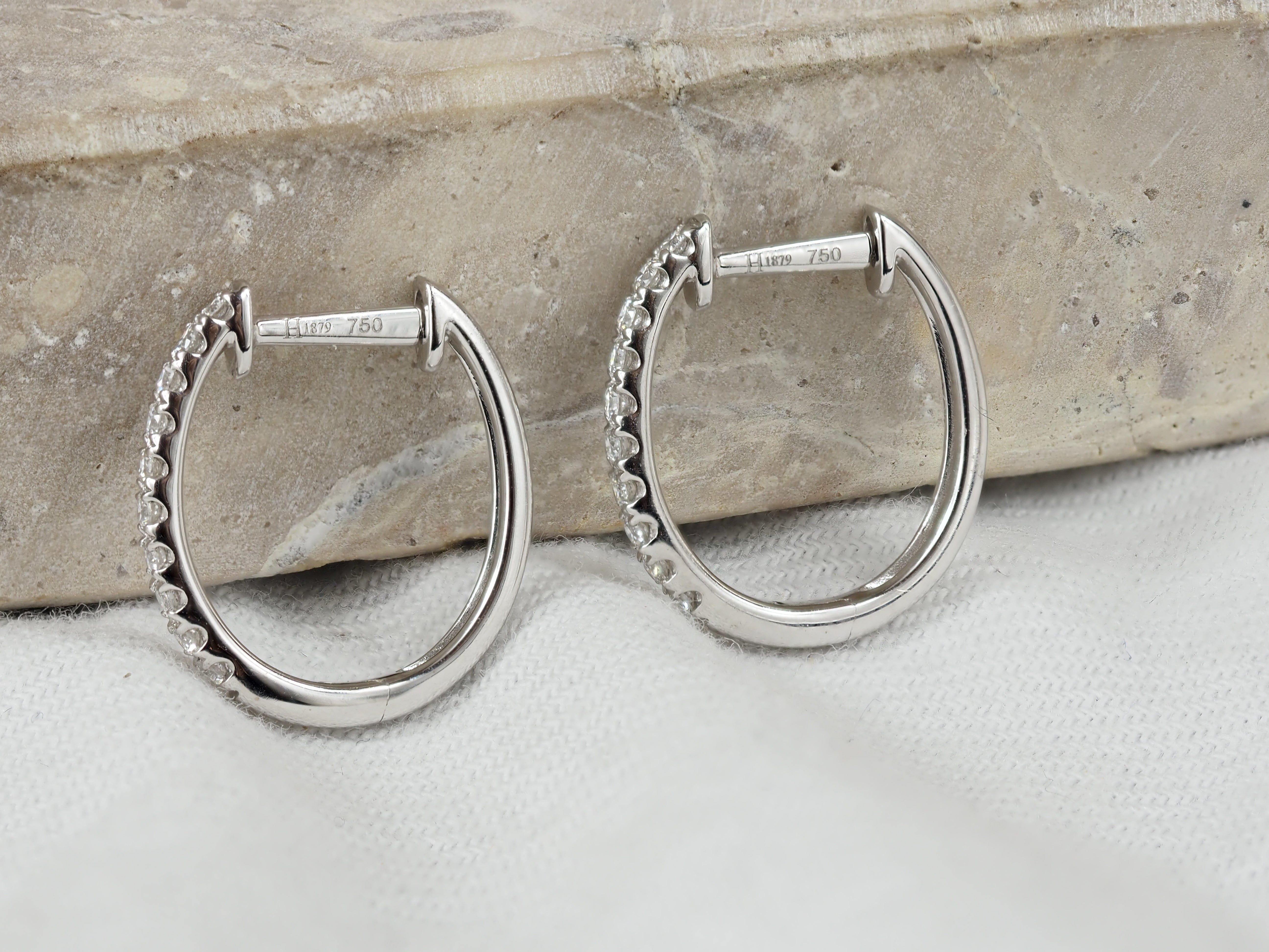 18ct White Gold Diamond Huggie Earrings, 0.16ct Total