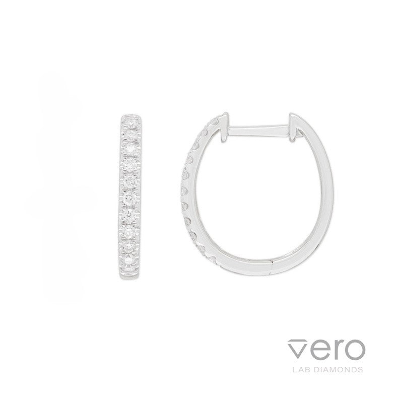 9ct White Gold Lab-Grown Diamond huggie earrings, 0.20ct total