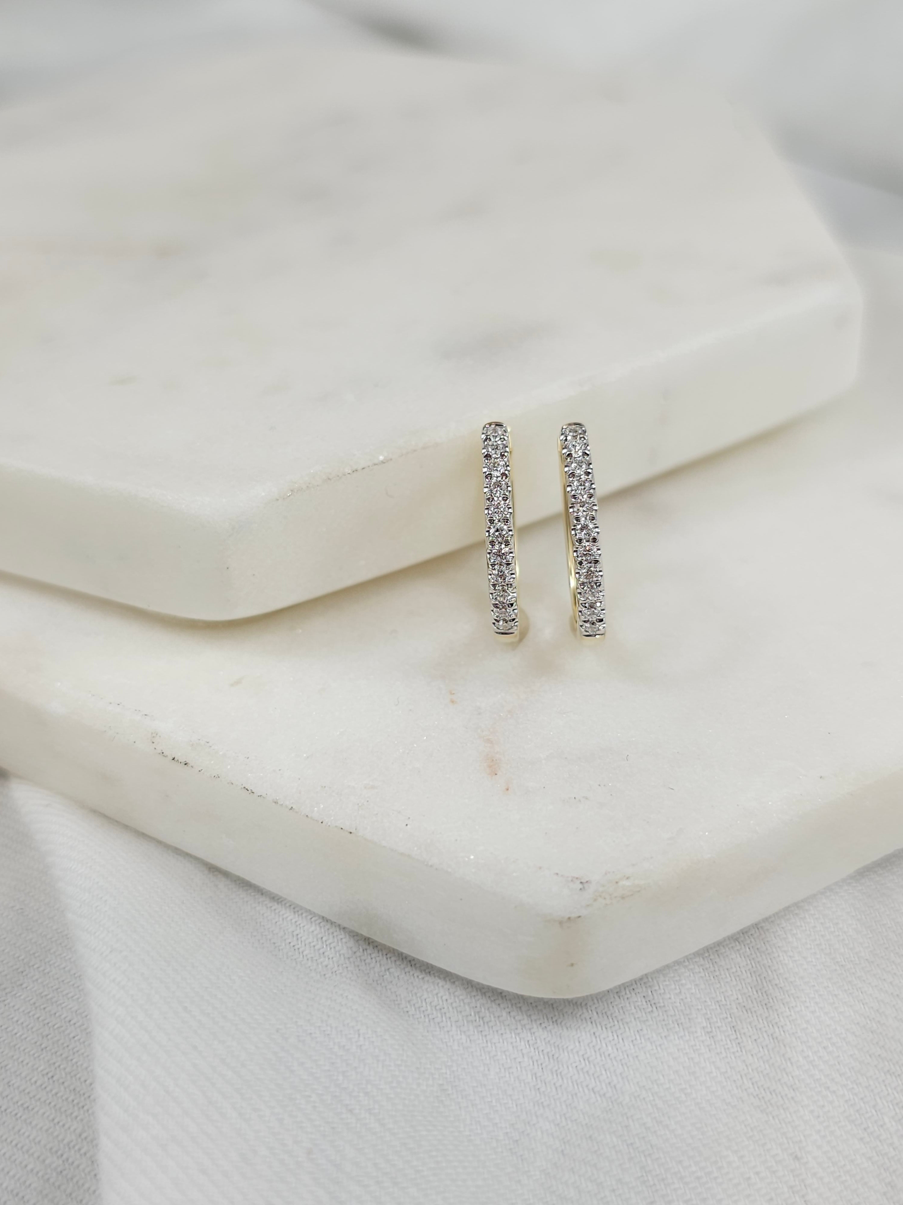 9ct Yellow Gold Lab-Grown Diamond huggie earrings, 0.20ct total