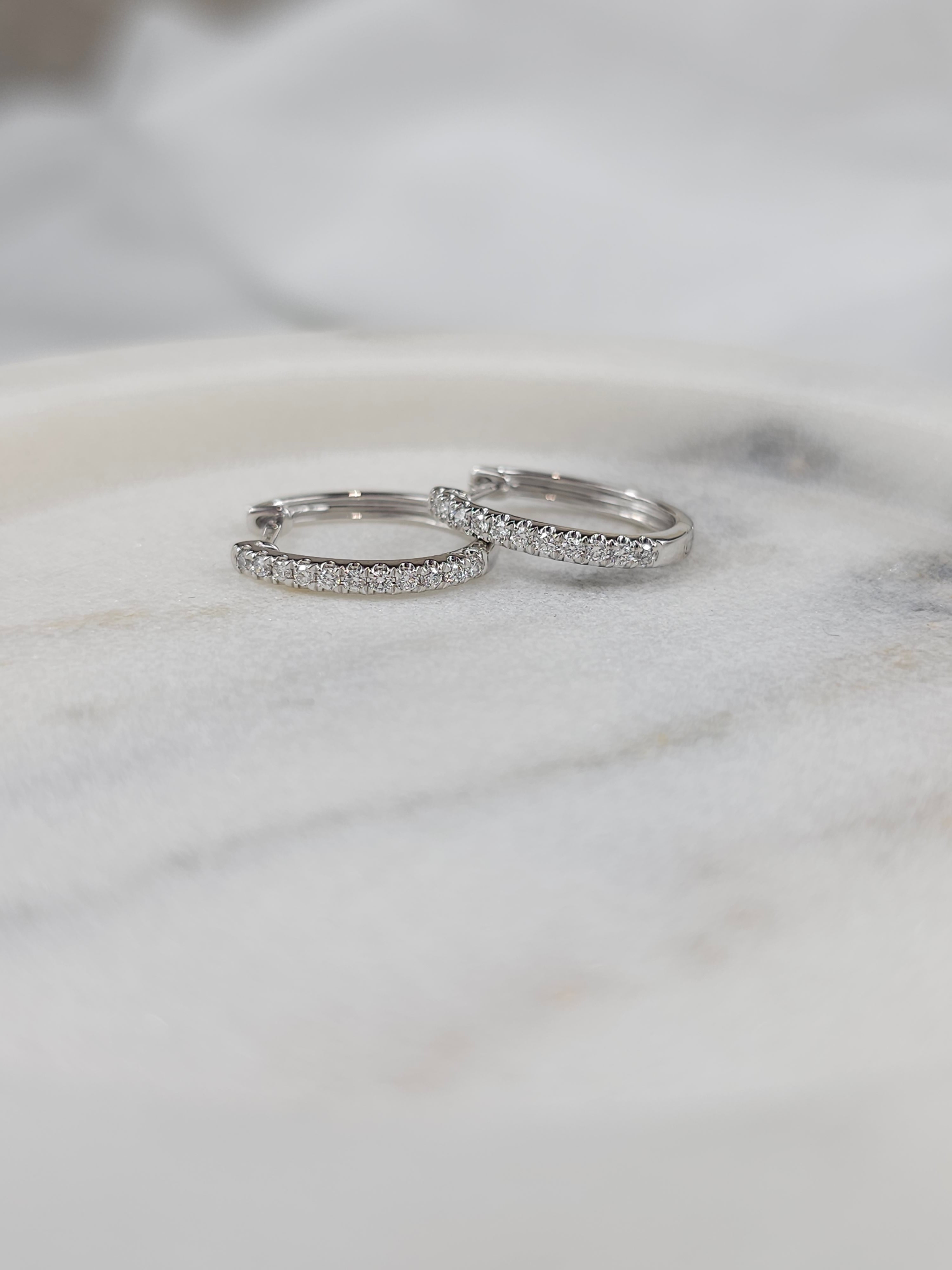 9ct White Gold Lab-Grown Diamond huggie earrings, 0.20ct total