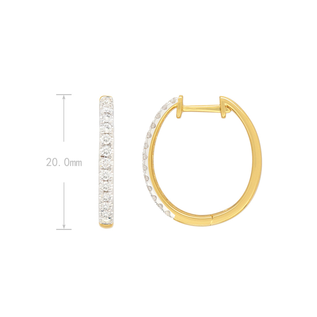 18ct Yellow and White Gold Diamond Huggie Earrings, 0.34ct Total