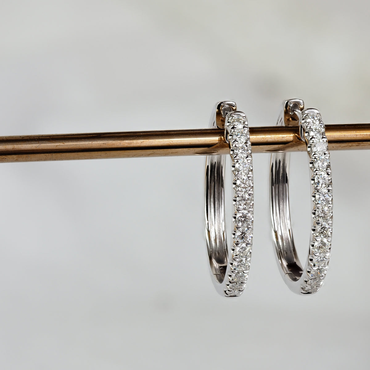 9ct White Gold Diamond Oval Huggie Earrings, 0.26ct Total