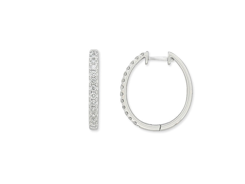 18ct White Gold 0.53Ct Diamond Claw Set Huggie Earrings