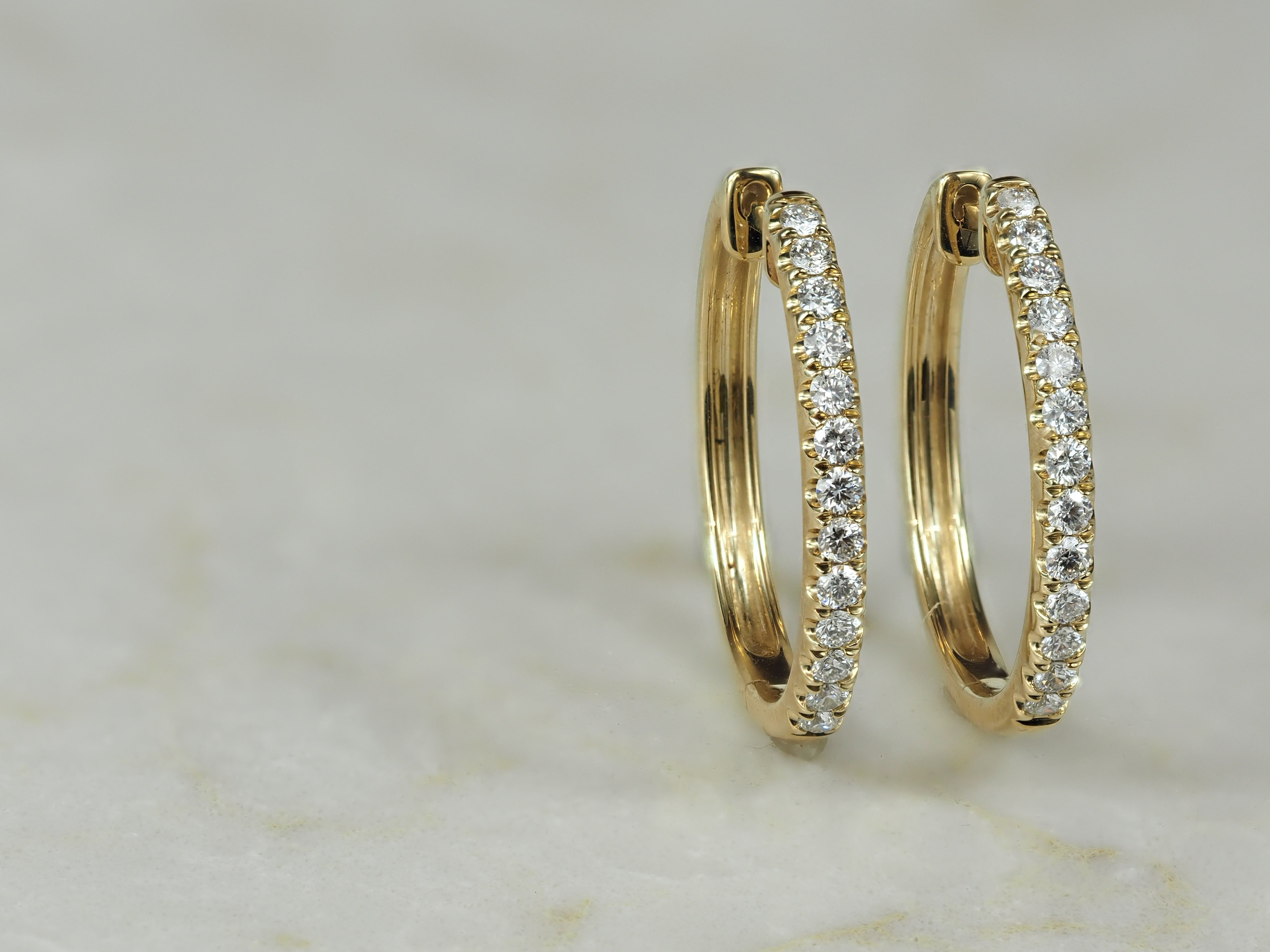 9ct Yellow Gold Diamond Huggie Earrings, 0.50ct Total