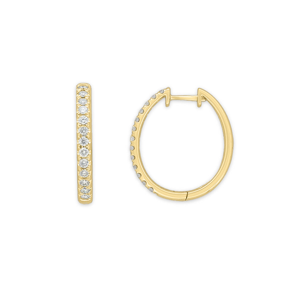 9ct Yellow Gold Claw set Diamond huggies, total 0.50ct