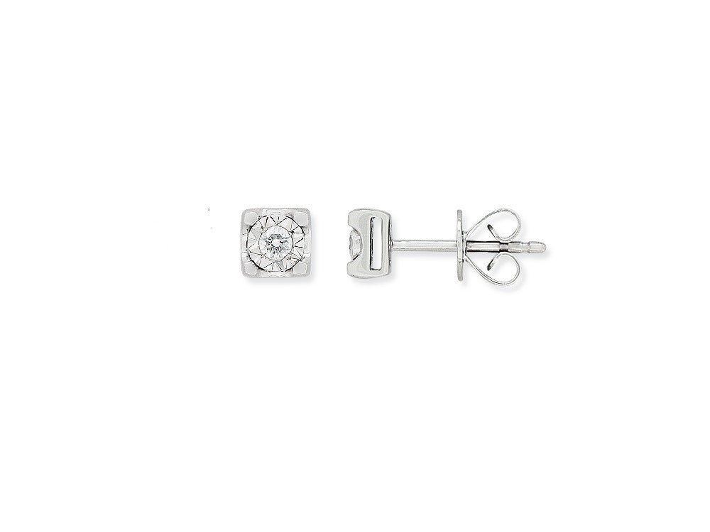 9Ct White Gold 0.10Ct Diamond Stud Earrings