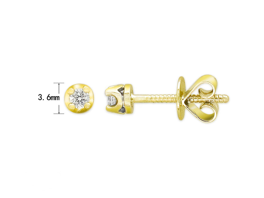18ct Yellow Gold 0.10Ct Diamond Stud Earrings