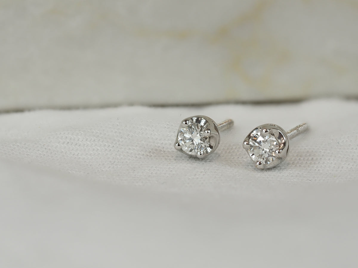 18ct White Gold Diamond Stud Earrings, 0.30ct Total