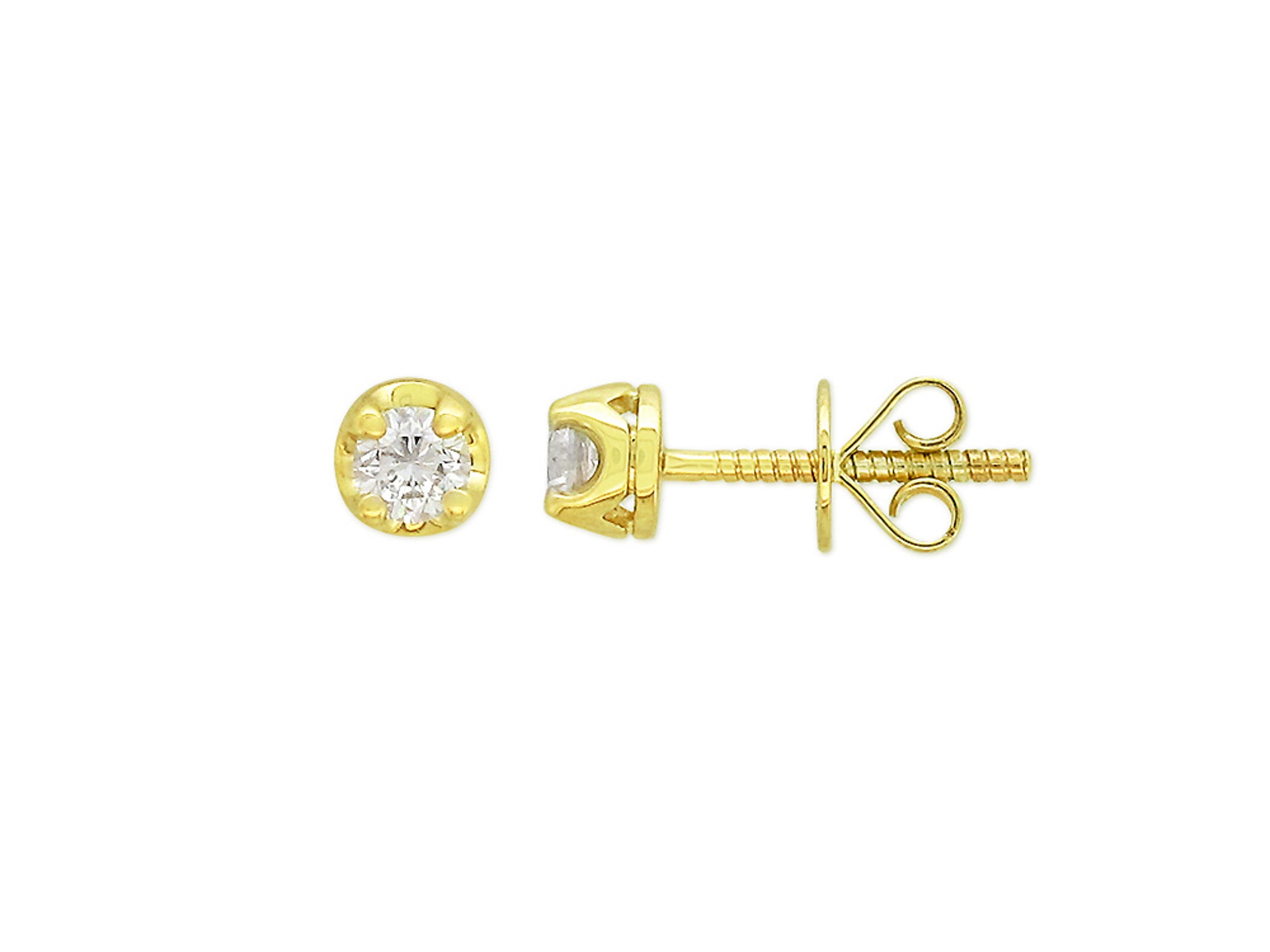 18ct Yellow Gold Diamond Stud Earrings, 0.31ct Total