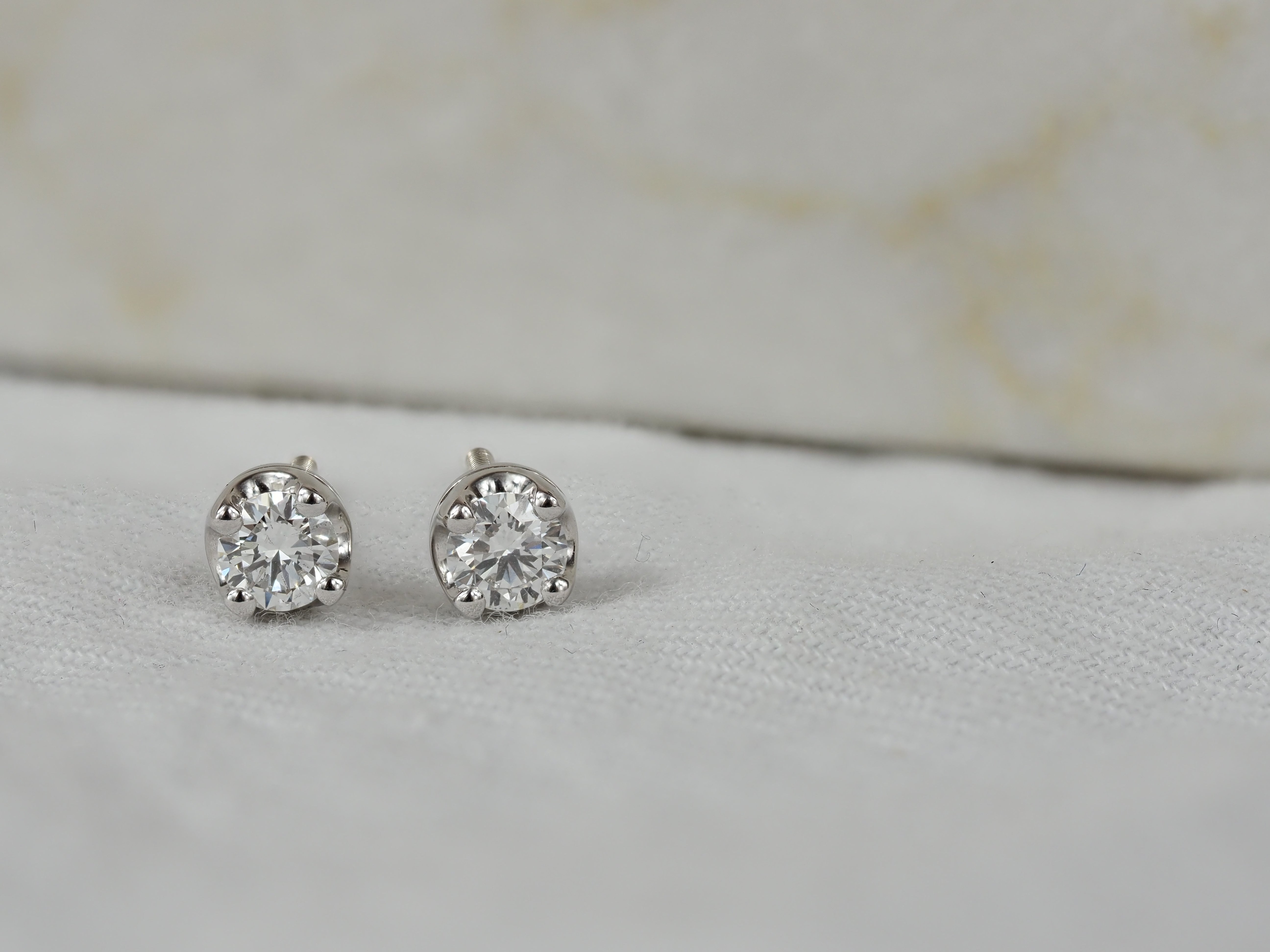 18ct White Gold Diamond Stud Earrings, 0.40ct Total