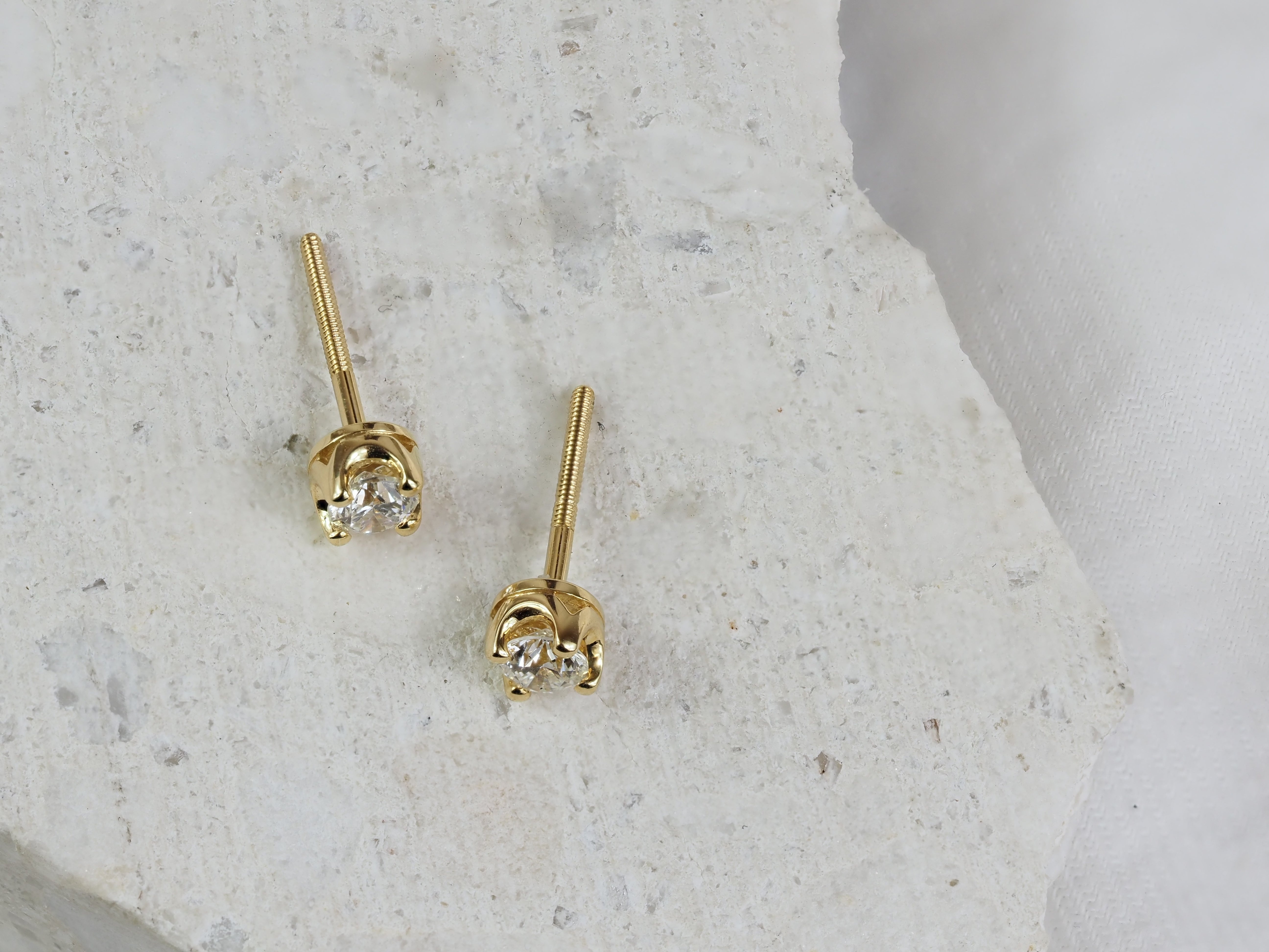 18ct Yellow Gold Diamond Stud Earrings, 0.42ct Total