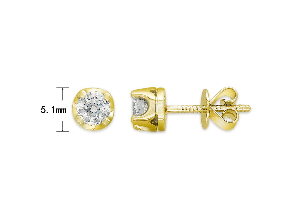 18ct Yellow Gold Diamond studs, total 0.42ct