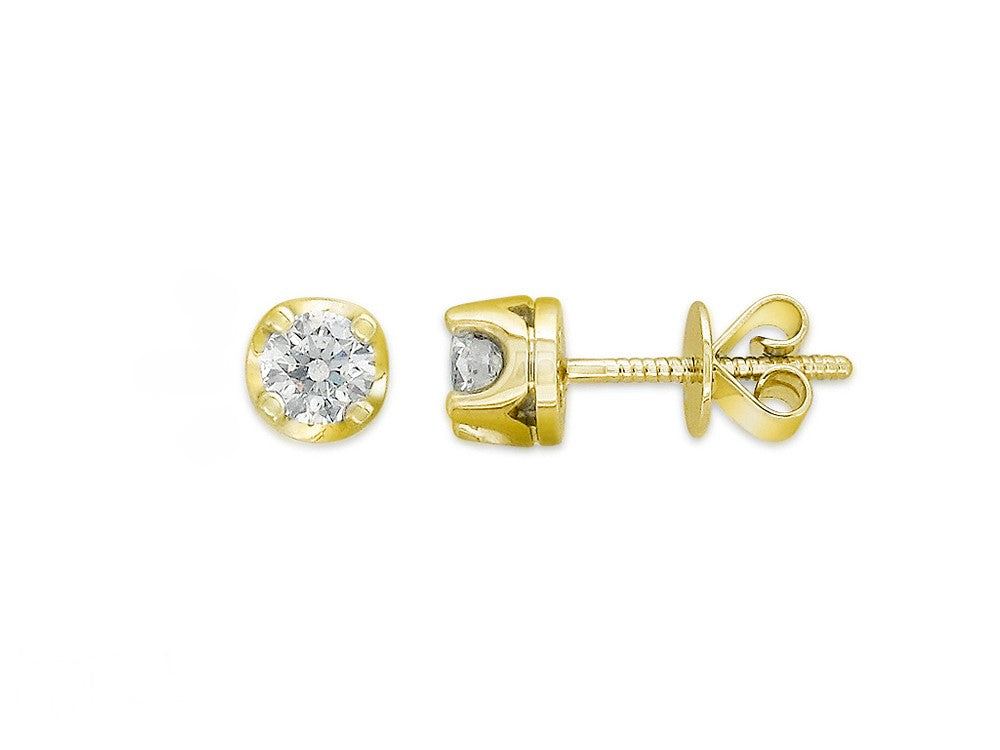 18ct Yellow Gold Diamond studs, total 0.42ct