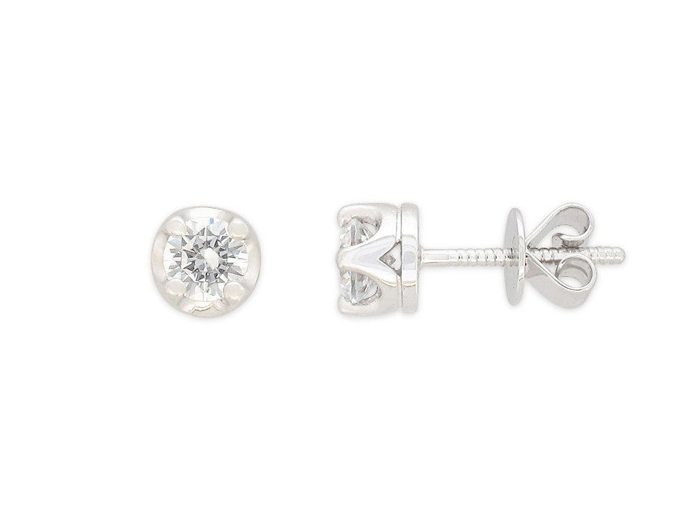 18ct White Gold Round Brilliant Cut Diamond Stud Earrings, 0.50ct Total