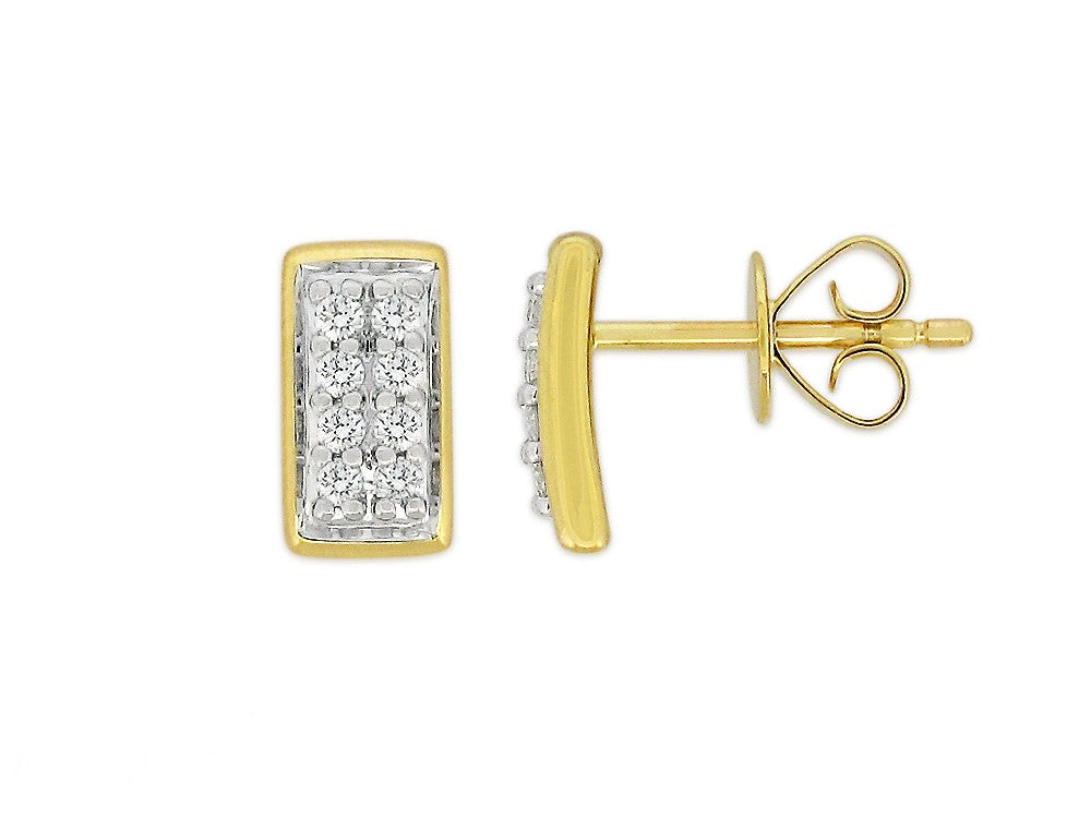 9ct Yellow & White Gold 0.20Ct Diamond Stud Earrings