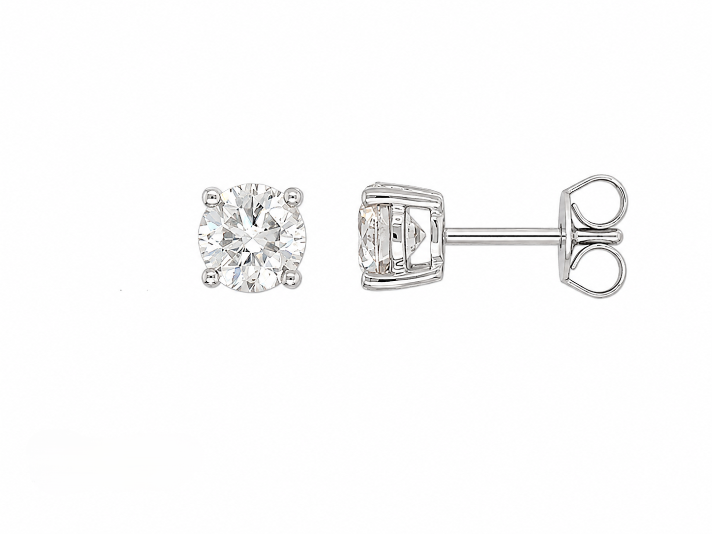 9ct White Gold Lab-Grown Diamond Stud Earrings, 1ct Total
