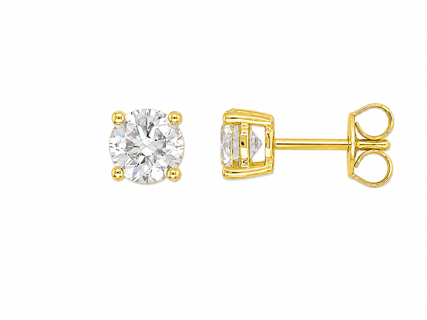 9ct Yellow Gold Lab-Grown Diamond Stud Earrings, 1.01ct Total